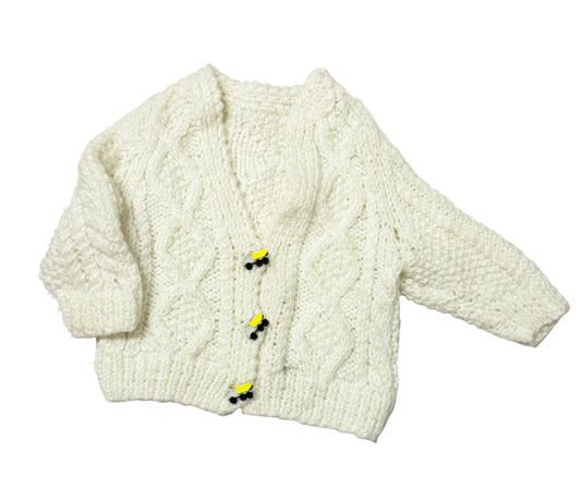 Handmade Knit Cardigan with Dump Truck Buttons 12-18m
