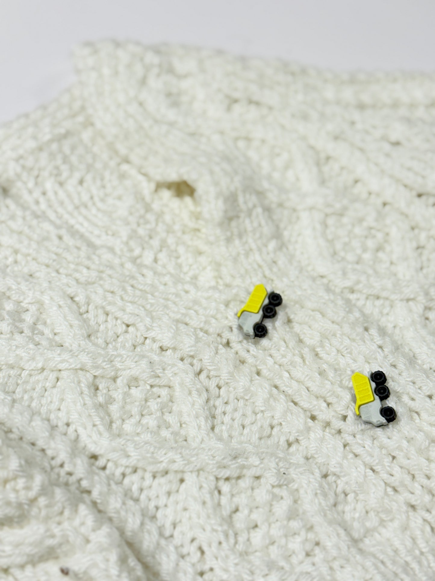 Handmade Knit Cardigan with Dump Truck Buttons 12-18m