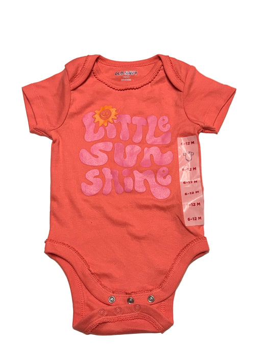 Old Navy “Little Sunshine” Graphic Onesie Coral 6–12M NWT