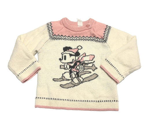 H&M Disney Minnie Mouse Ski Sweater Cream Pink Toddler 3–4Y