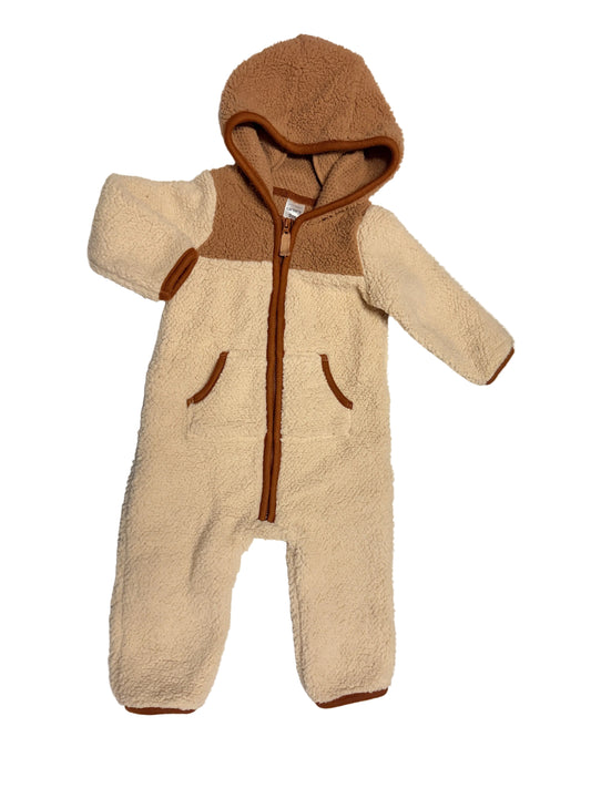 Carter’s Sherpa Hooded Fleece One Piece Cream Brown 9M