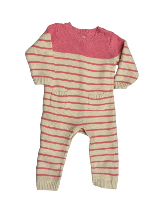Baby Gap Knit Romper Pink Cream Stripe 12–18M