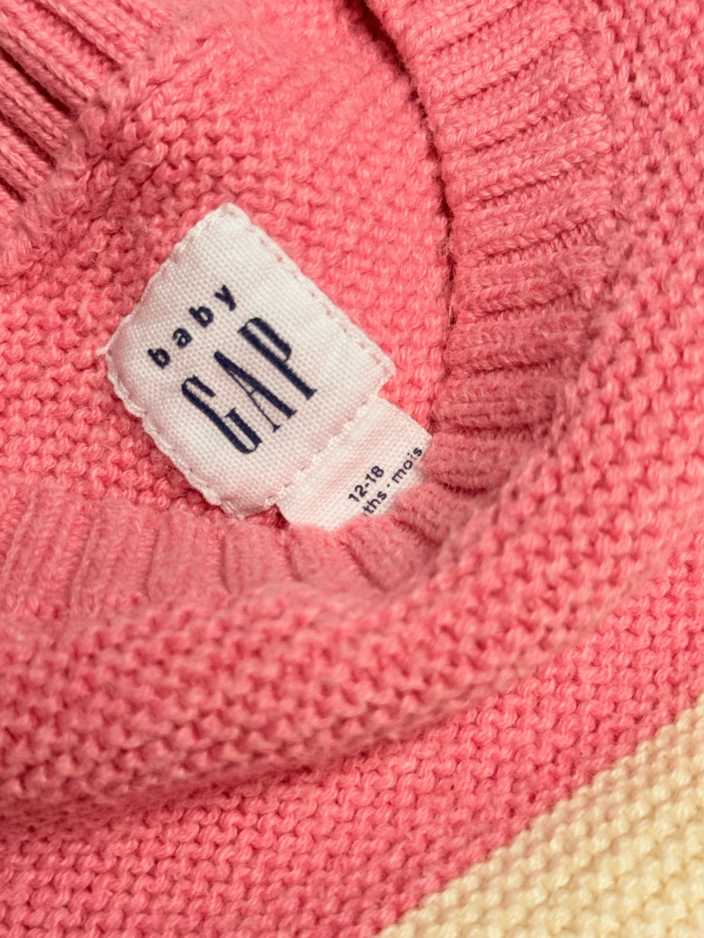 Baby Gap Knit Romper Pink Cream Stripe 12–18M