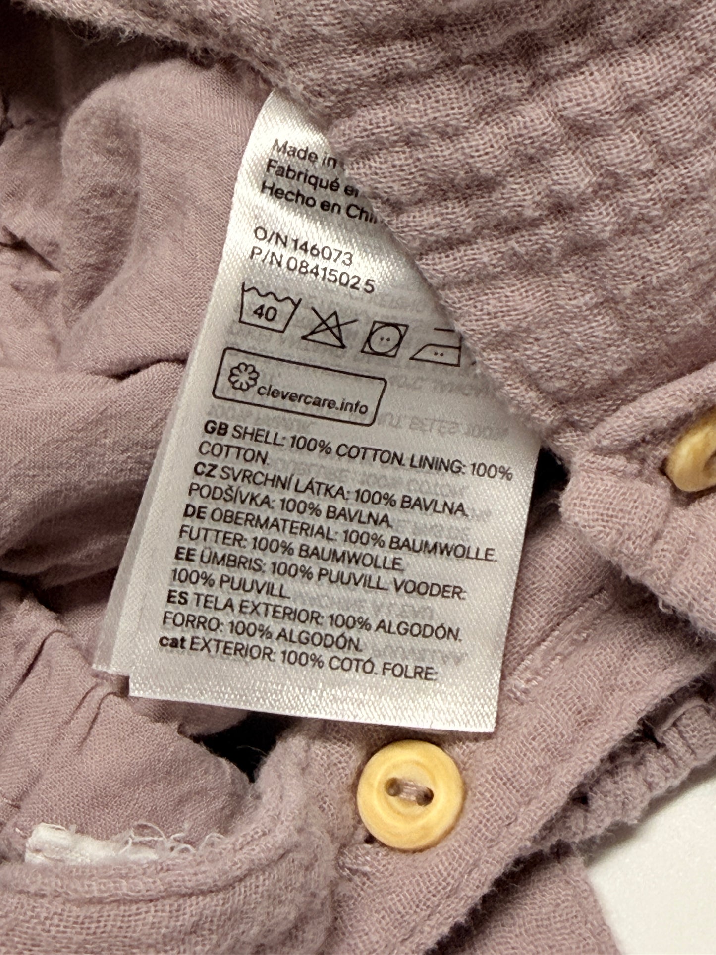 Muslin Bubble Romper Mauve 6–12M