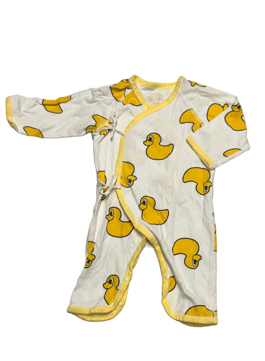 Baby Kimono Style Duck Romper, Yellow Print, Fits 9 to 12 Months