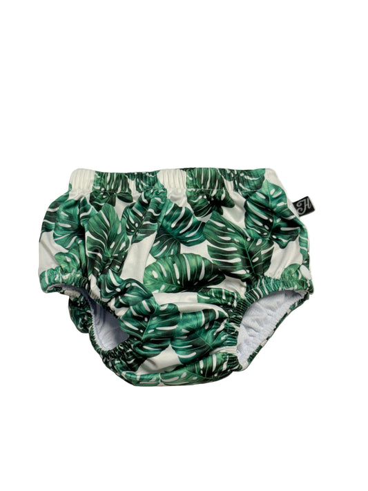 Honeysuckle Swim Co. Reusable Swim Diaper, Tropical Leaf Print, Medium 18 to 24 lbs
