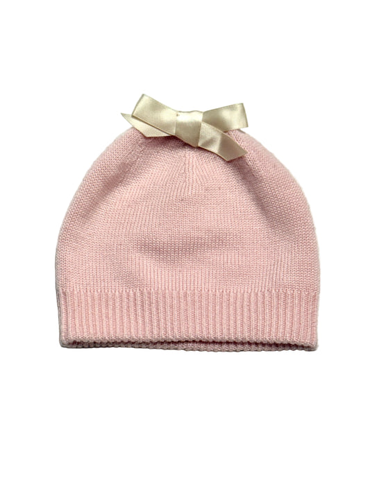 UGG Baby Pink Knit Hat with Satin Bow 0-6m