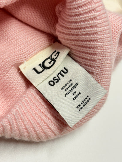 UGG Baby Pink Knit Hat with Satin Bow 0-6m