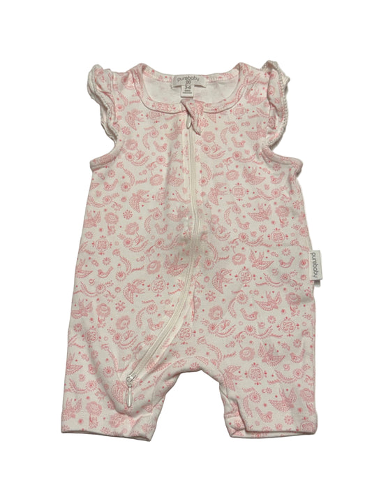 Purebaby Organic Cotton Zip Romper | Size 00 (3–6M)