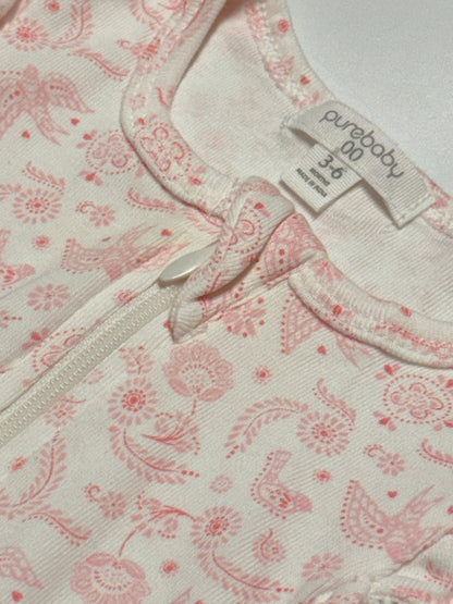 Grenouillère zippée Purebaby en coton biologique | Taille 00 (3-6 mois)