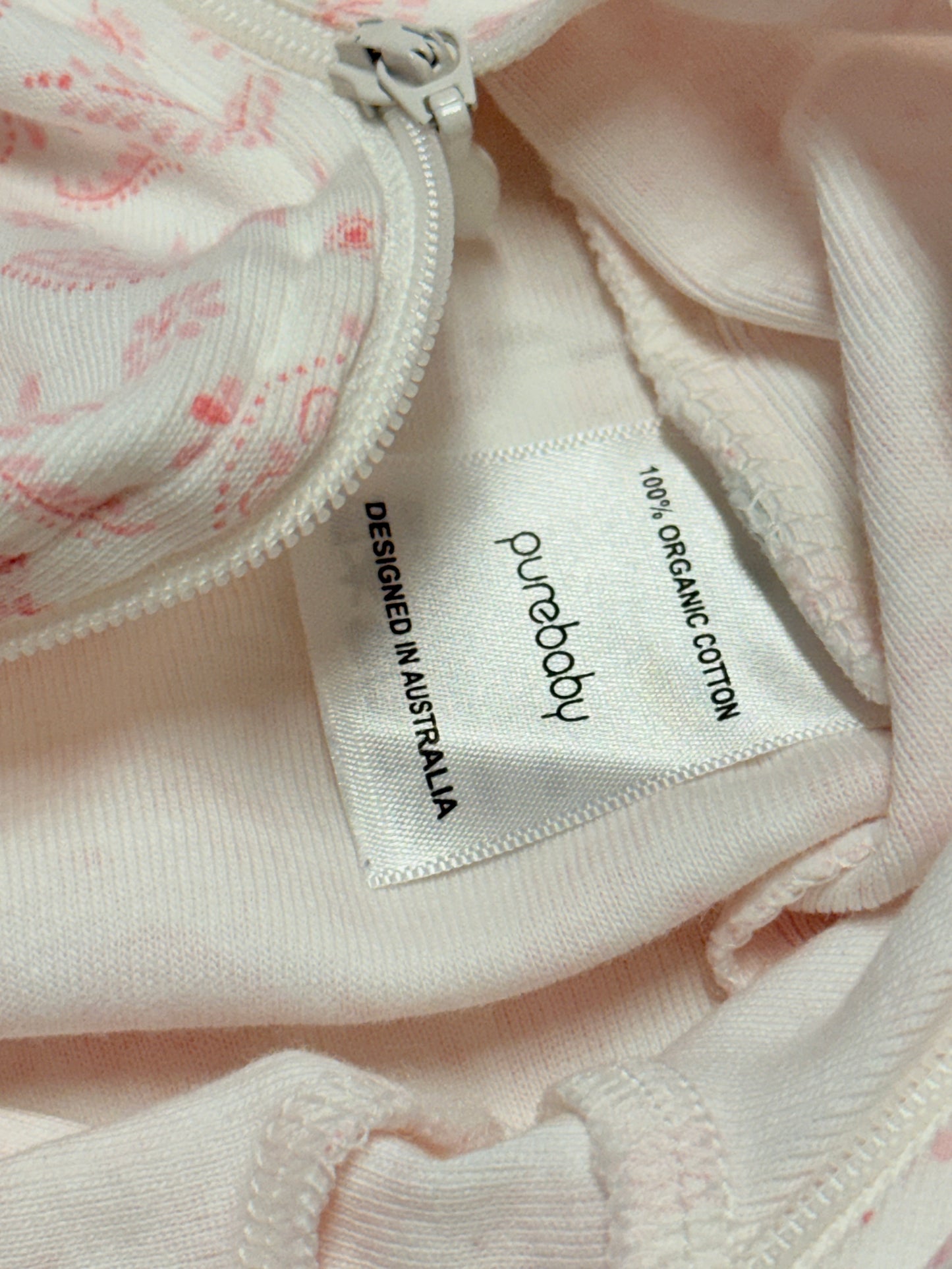 Grenouillère zippée Purebaby en coton biologique | Taille 00 (3-6 mois)