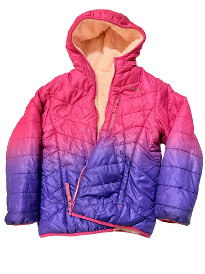 Eddie Bauer Reversible Pink Sherpa Fleece Puffer Hooded Jacket