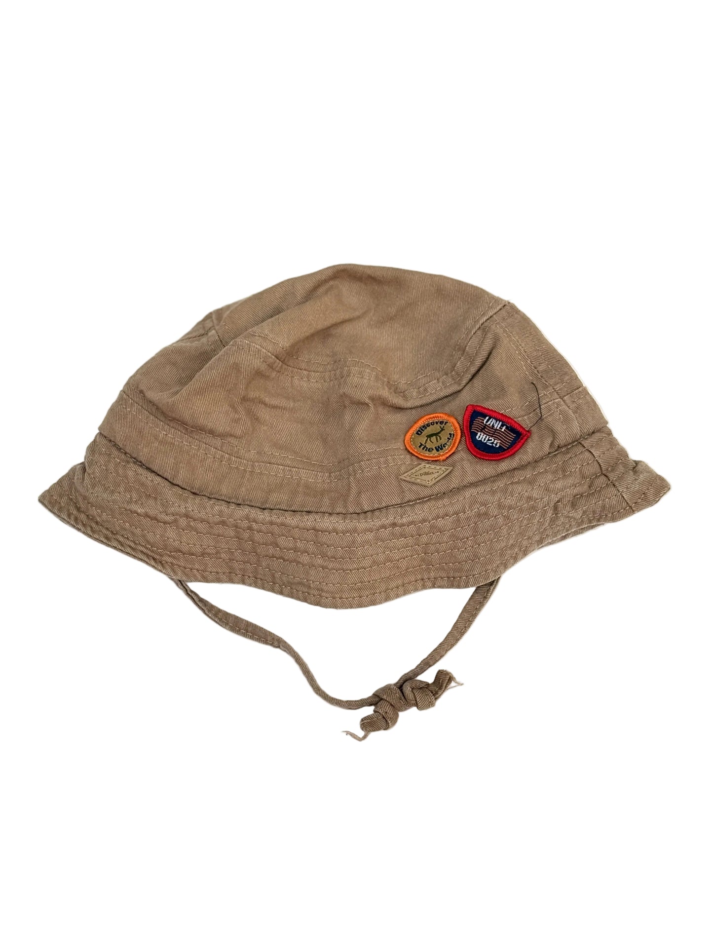 Khaki Kids Bucket Hat with Patches 6-12m