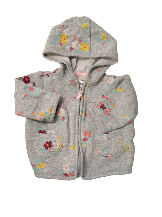 Gap Floral Gray Zip Hoodie 12-18m