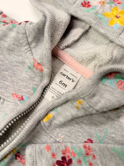 Gap Floral Gray Zip Hoodie 12-18m
