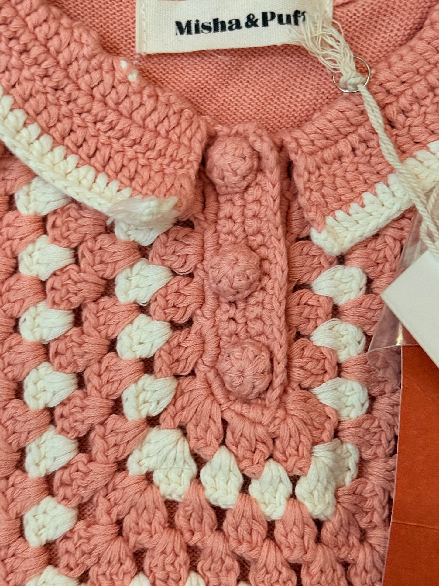 Misha & Puff - Coral Crochet Romper NWT 18-24m /2t