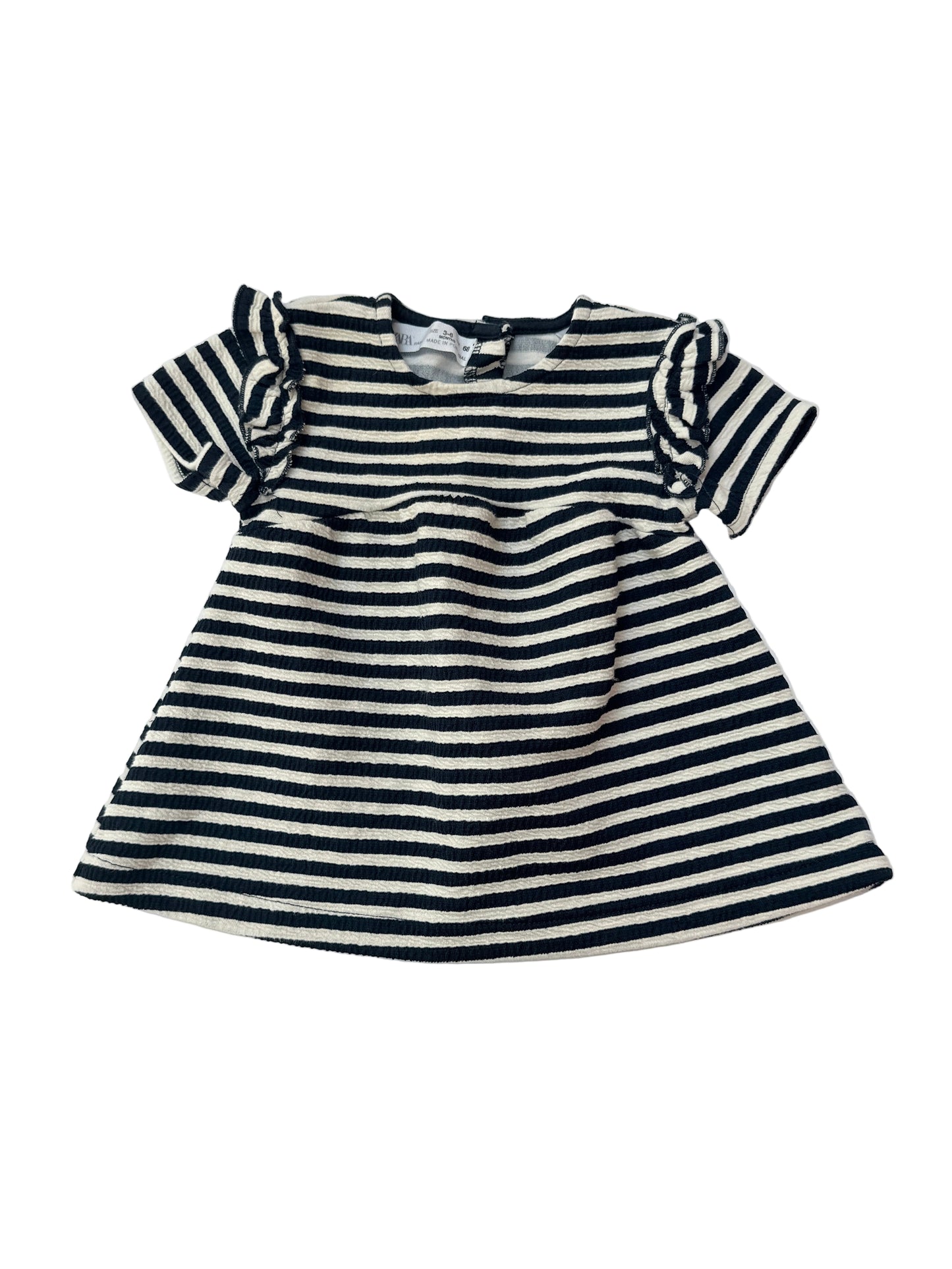 Zara Striped Ruffle Dress 3-6M