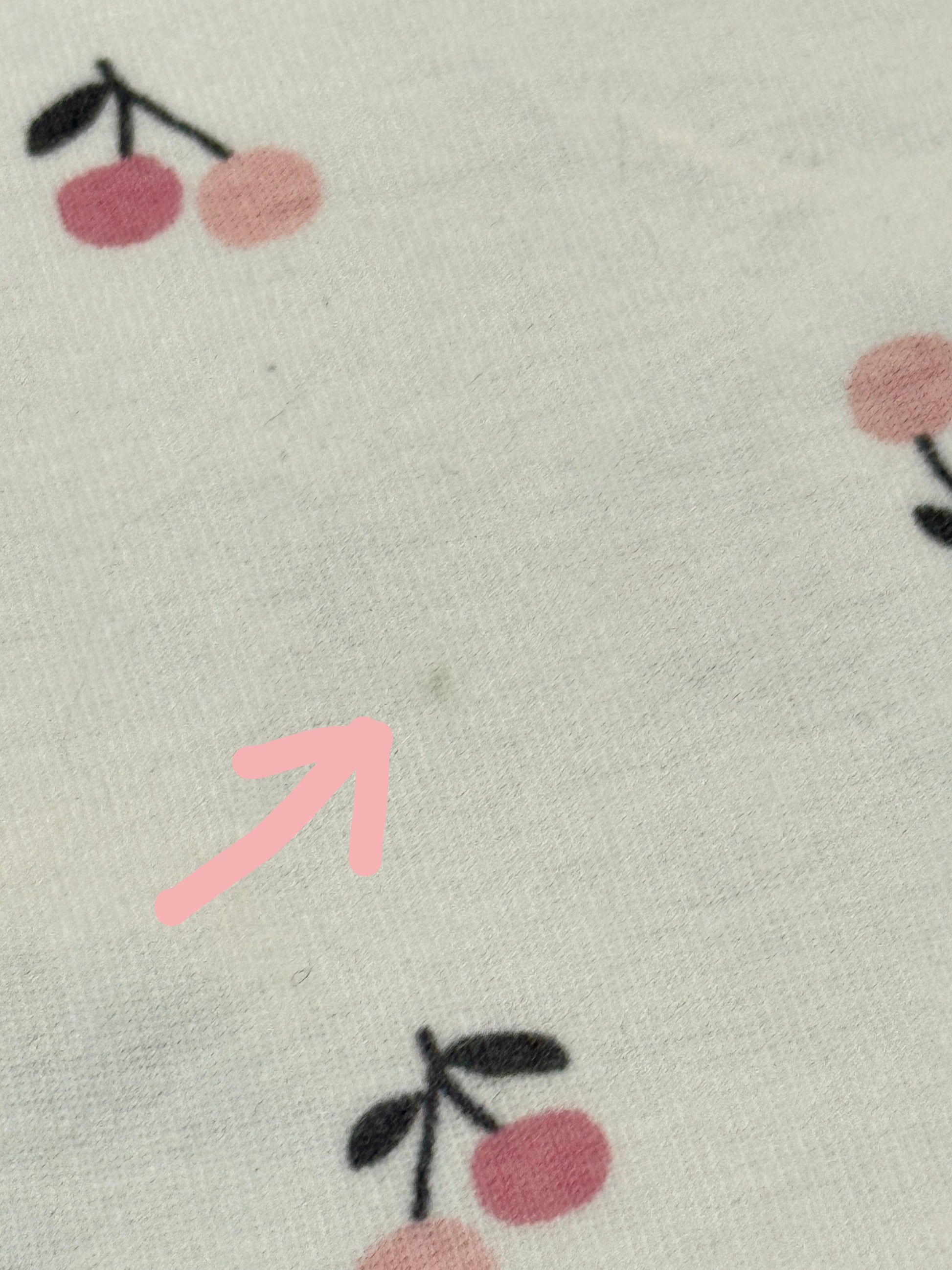 Pattern of pink cherries on a light gray background