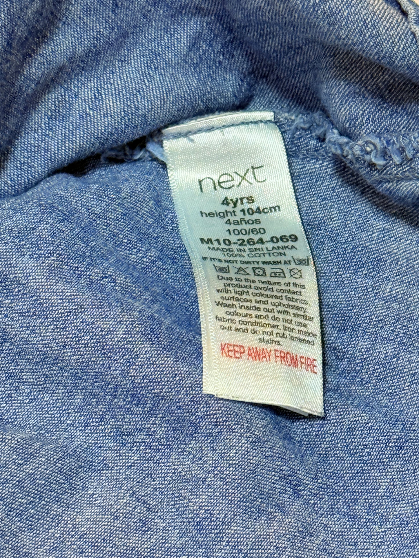 Next 4T Denim Dress with Rainbow Sleeves