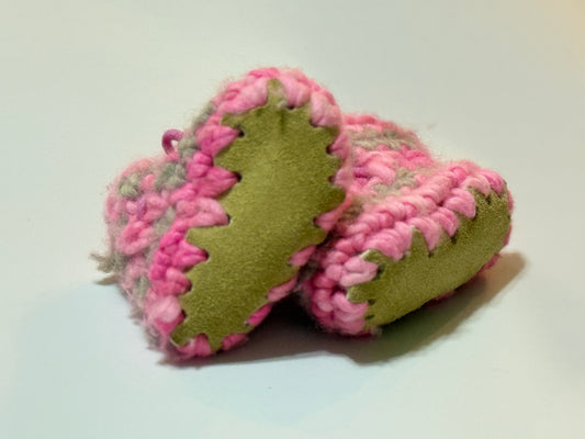 Pink toned Padraig Knitted Booties 3-12m