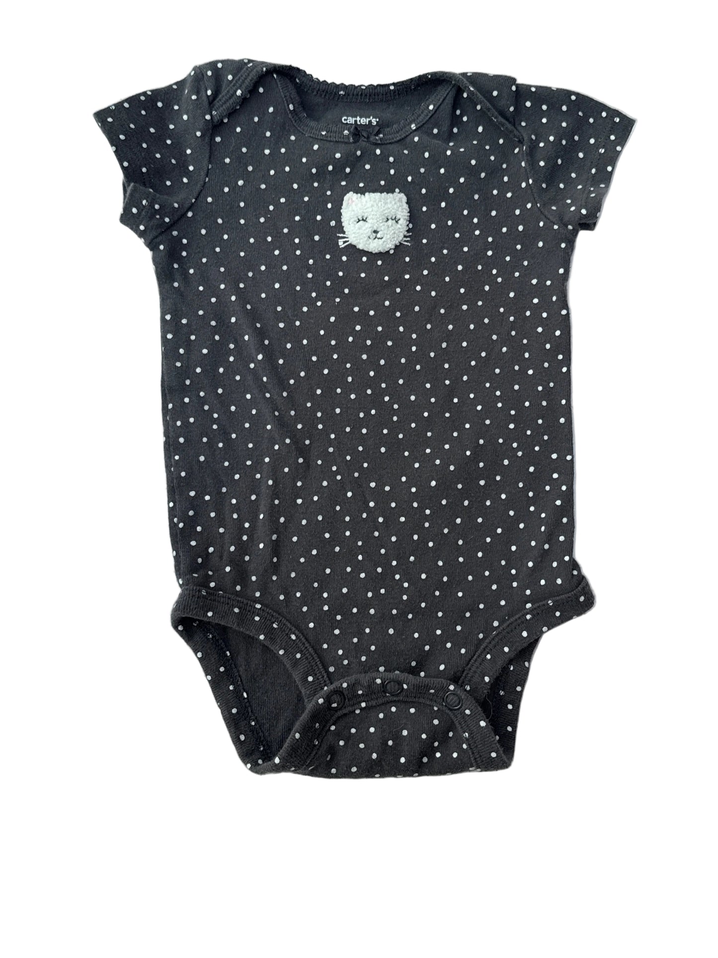 Carter's Black Polka Dot Cat Bodysuit 6m