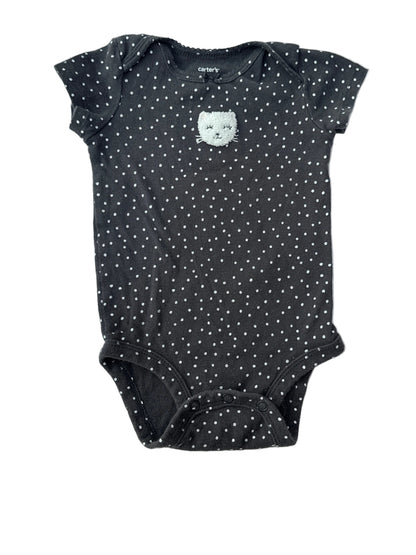 Carter's Black Polka Dot Cat Bodysuit 6m