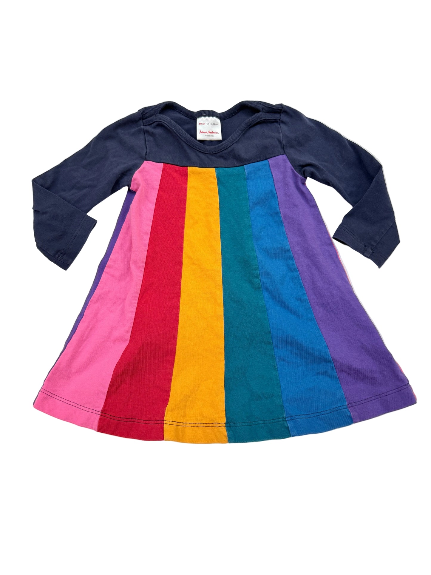 Hanna Andersson Rainbow Stripe Dress 18-24m