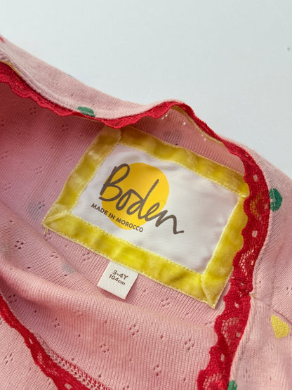 Mini Boden Pink Hearts Long Sleeve Top 3Y