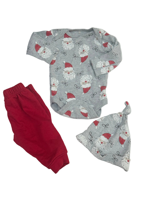Chickpea Santa Print Bodysuit Set 0-3M