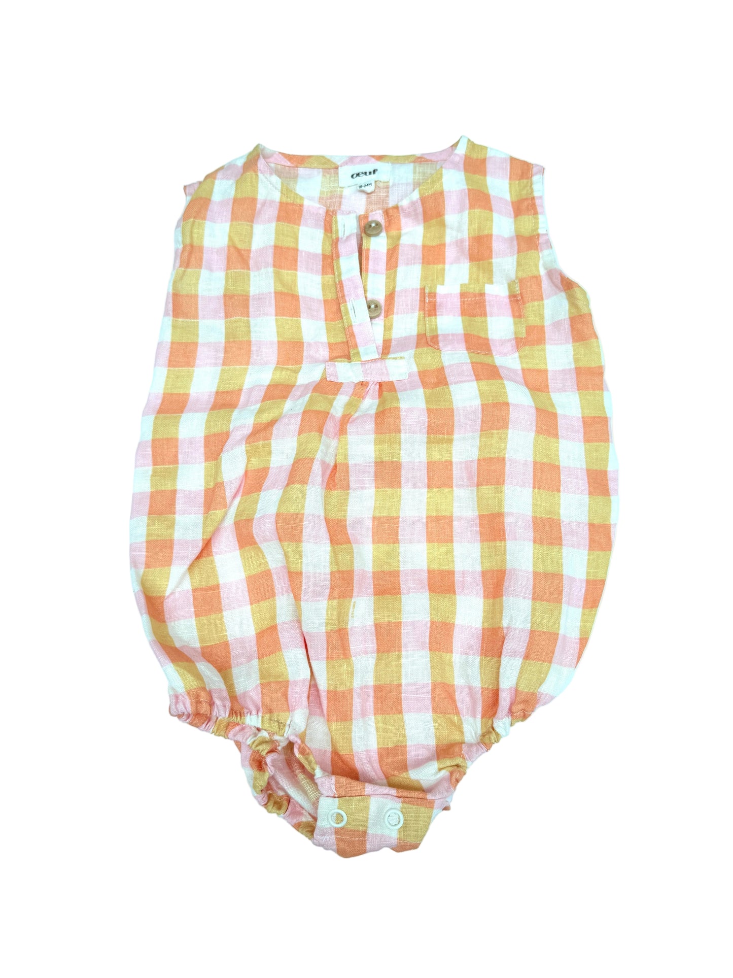 Oeuf Gingham Linen Shirt 18-24M
