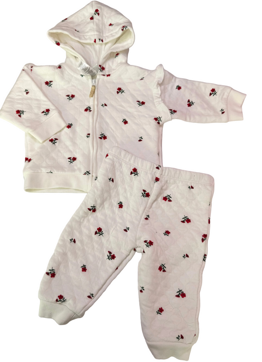 Little Me Floral Quilted Hoodie Set 9M
