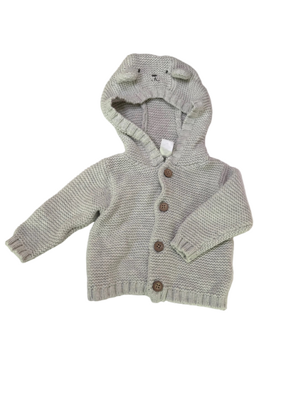 Carter's Gray Bunny Hooded Knit Cardigan 6m