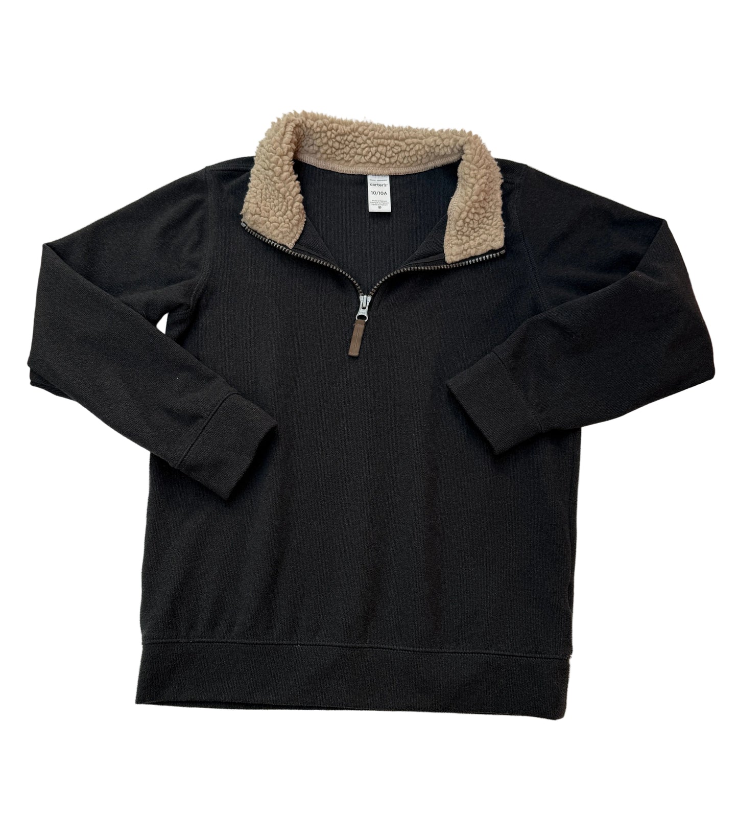 Carter's Black Quarter-Zip Sherpa Collar Size 10