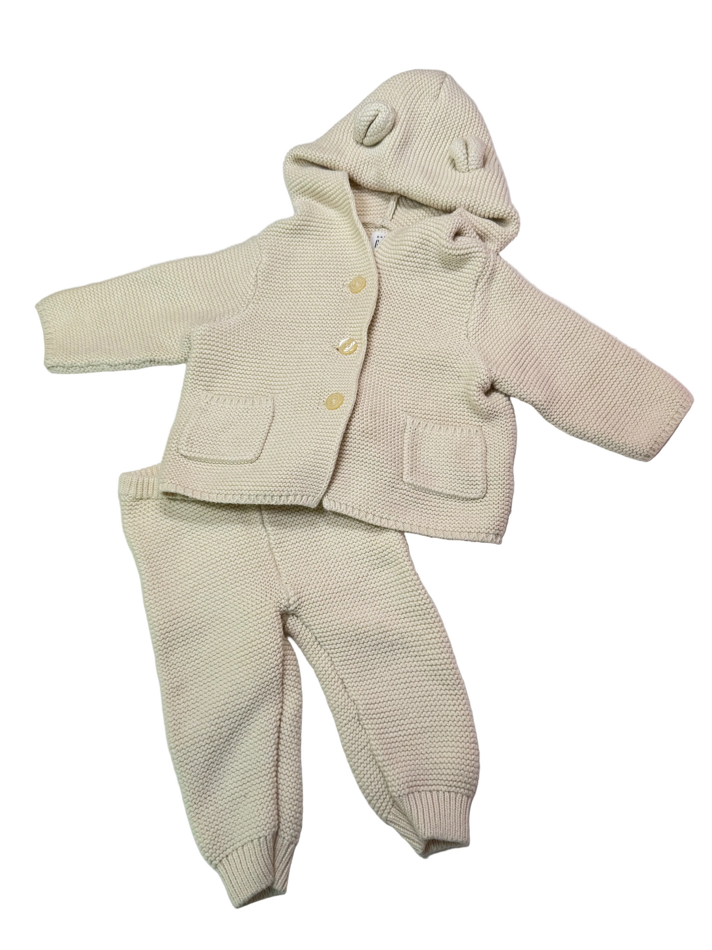 Baby Gap Cream Knit Hoodie Set 3-6m
