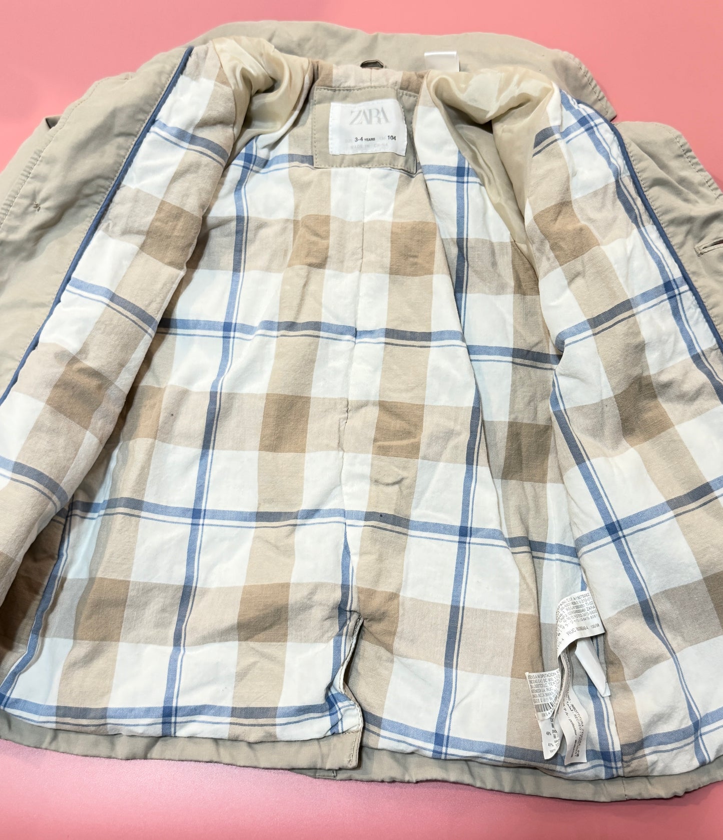 Zara Button up Trench Jacket 3-4y