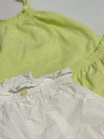 Zara Lime Green Tank Top  with Two Matching Shorts 2-3Y
