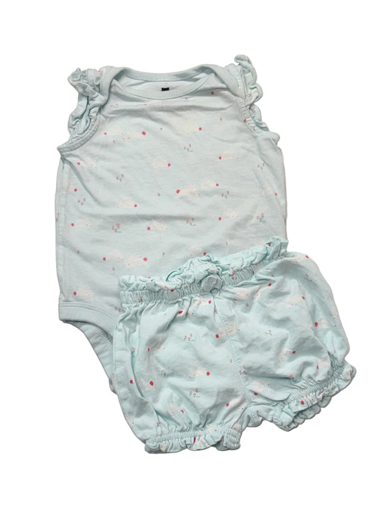 Baby Gap Mint Bunny Bodysuit & Bloomer Set 6-12m