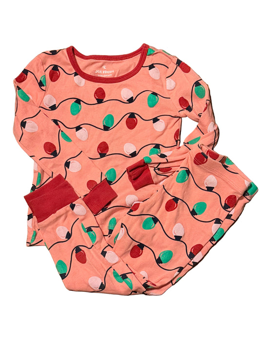 Joe Fresh 3T Pink Christmas Lights Pjs