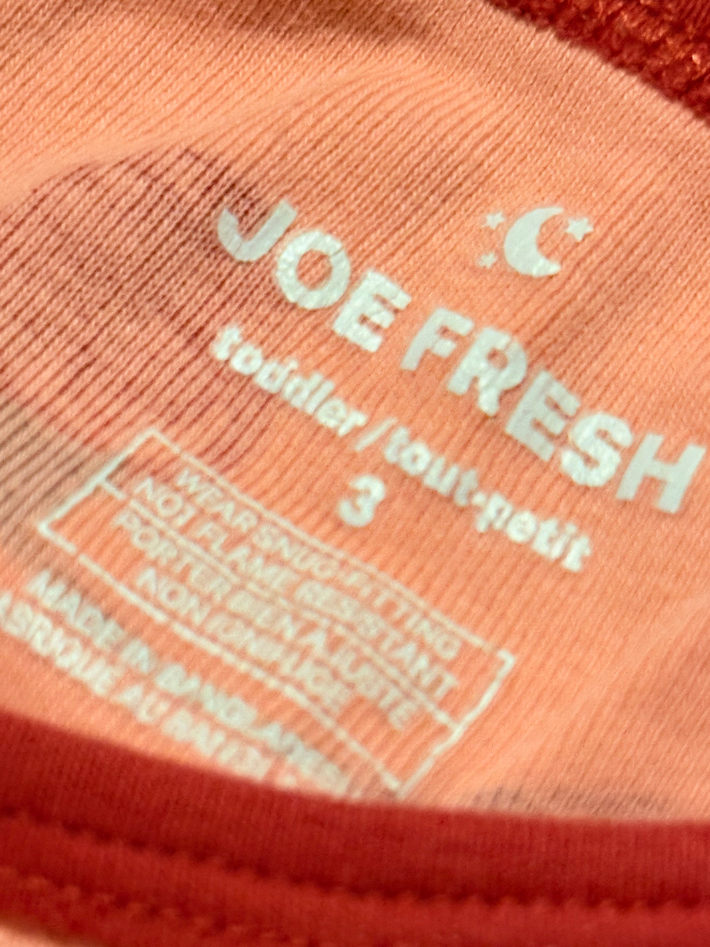 Joe Fresh 3T Pink Christmas Lights Pjs