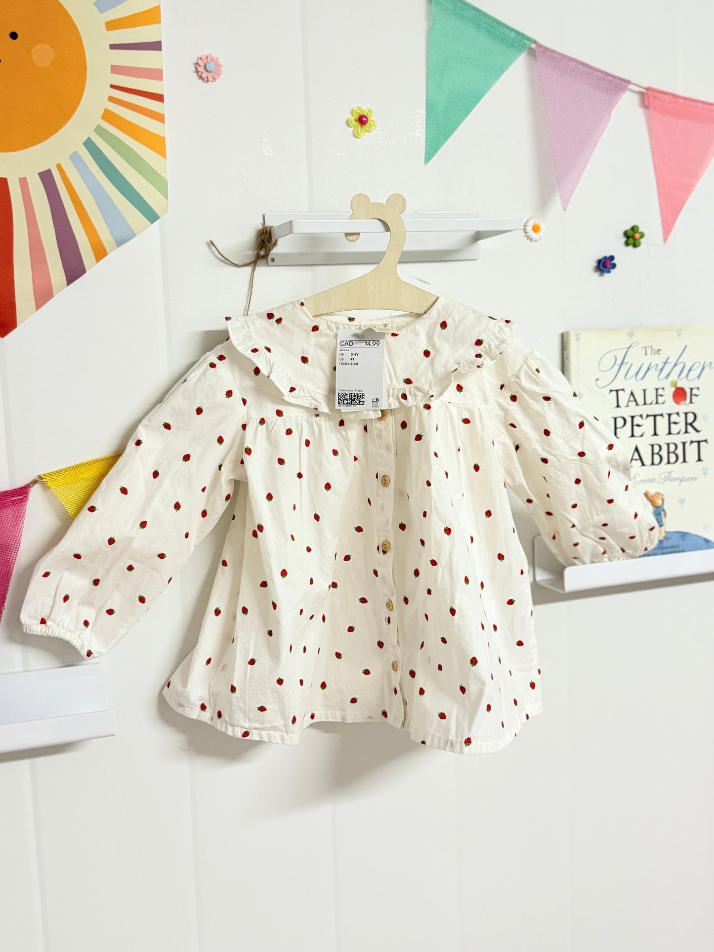 H&M strawberry Blouse 4t NWT