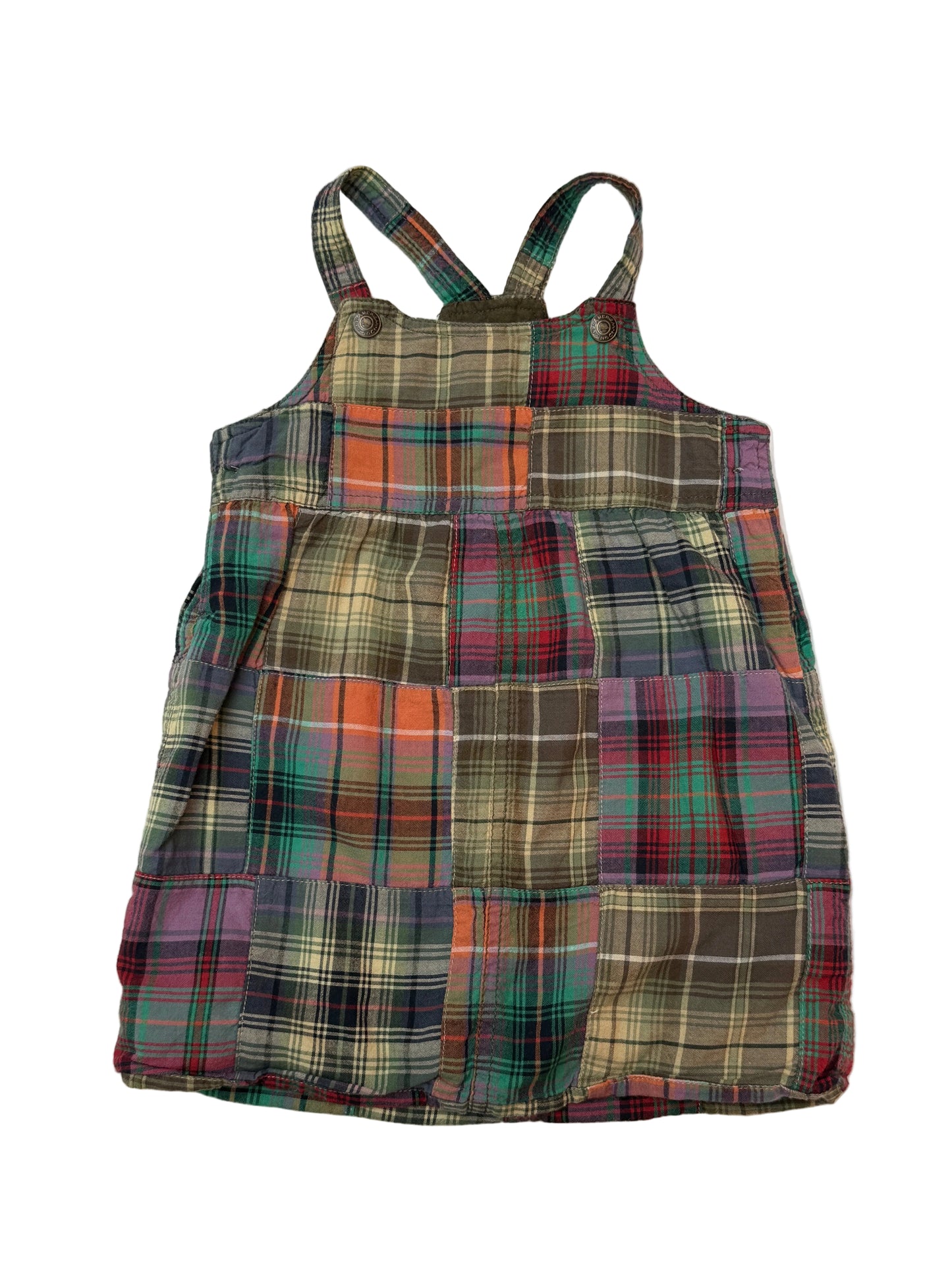 American Living Patchwork Madras Overalls 18M
