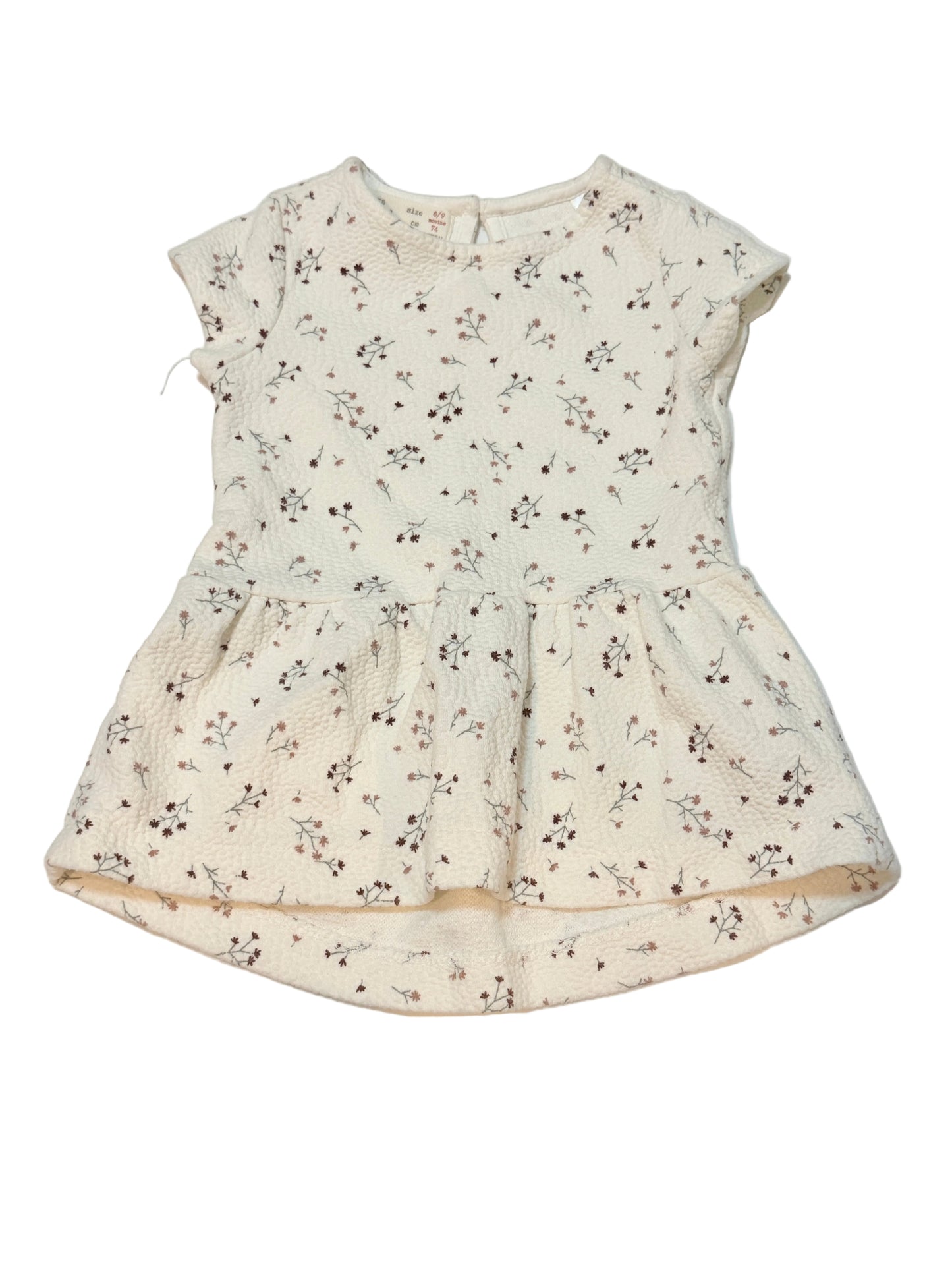 Zara Cream Floral Baby Dress 6-9m