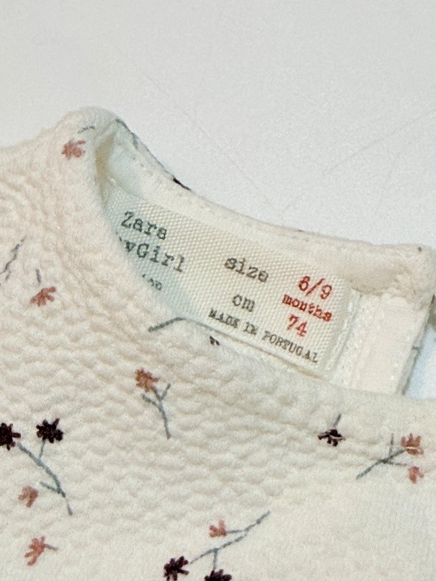 Zara Cream Floral Baby Dress 6-9m