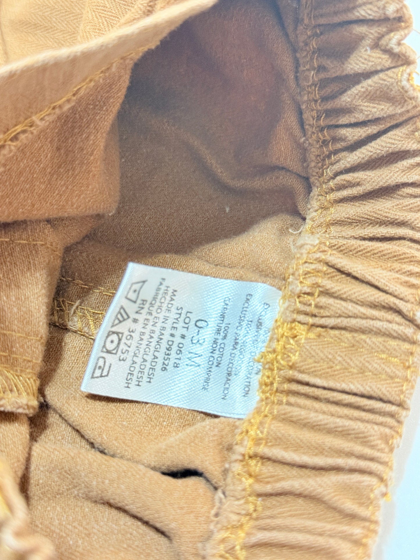 Tan Cotton Button Pants 0-3m