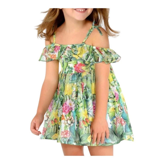 Mayoral Cactus Floral Chiffon Dress Size 6