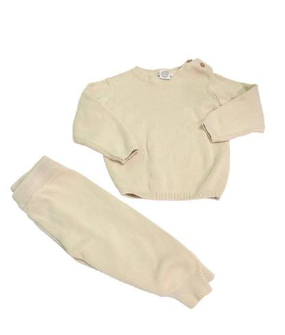 The Nest Beige Knit Romper Set 12-18m
