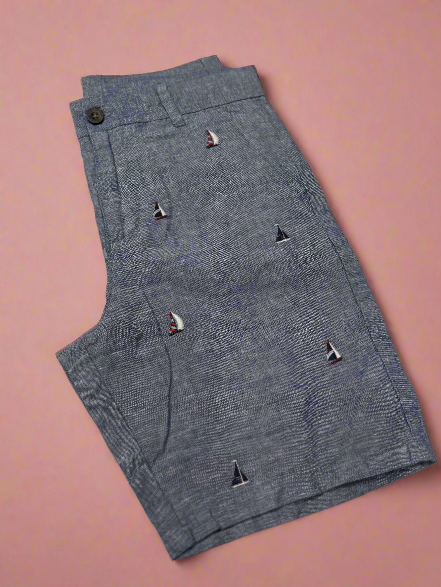 Janie and Jack 10y Sail Boat Linen / Cotton Shorts