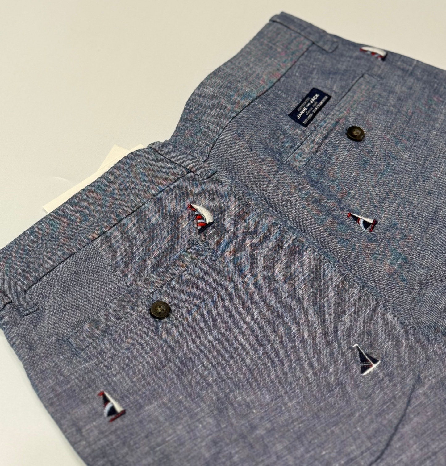 Janie and Jack 10y Sail Boat Linen / Cotton Shorts