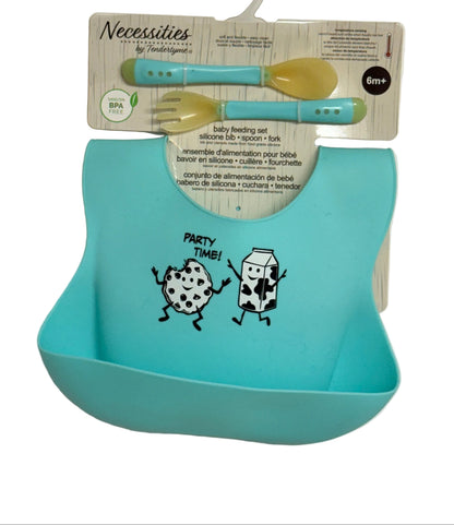 New Bib , Fork and Spoon Set - Party Time