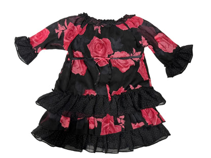 Robe étagée florale citrouille 12-18m